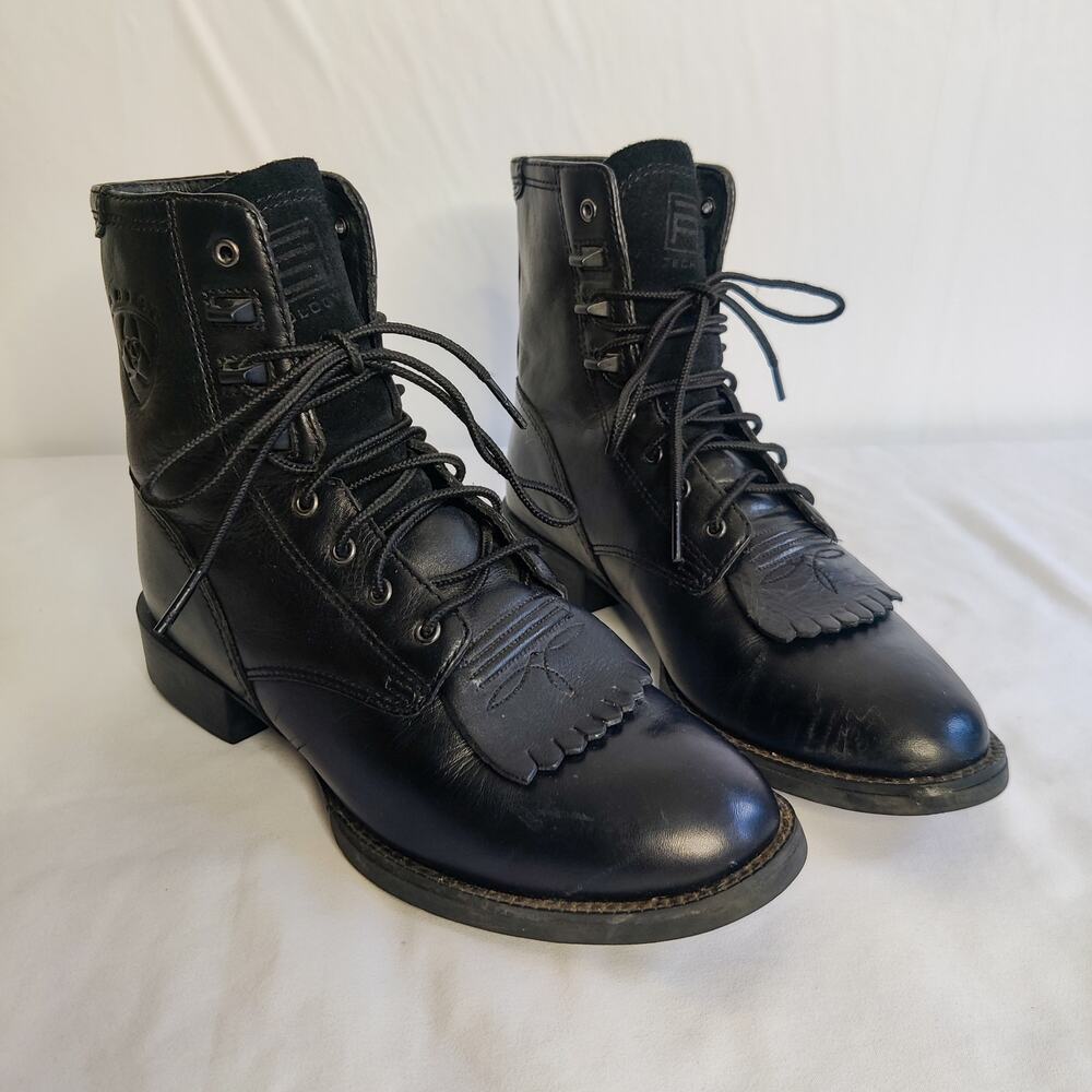 Ariat Heritage Black Leather Lacer Kiltie Fringe Equestrian Riding Boot W 5.5B